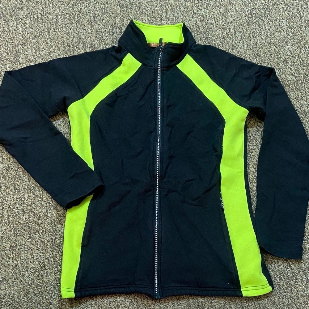Belldini Black and Green Sporty Jacket with Neon Accents Size M